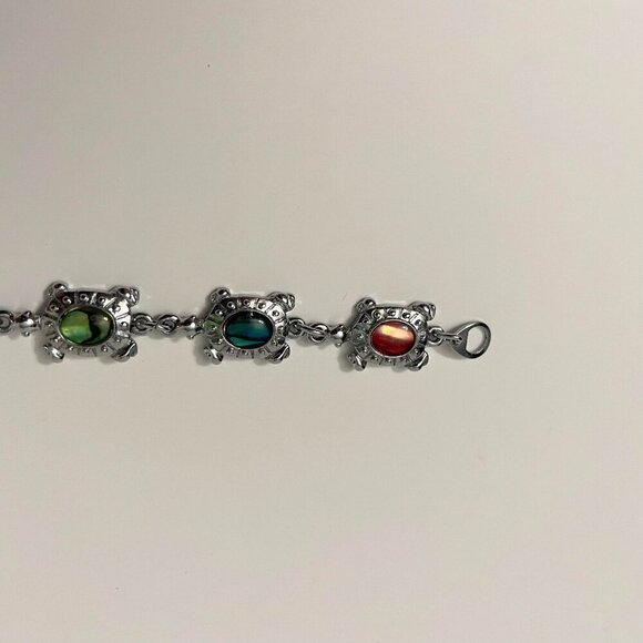 Multi Coloured Turtle Shell Bracelet 7 Inch Long - Picture 8 of 16